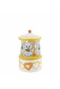 Carillon Giostra Musica Baby Legno Gatto Argento Bilamina Legno Regalo Nascita Altezza 13cm Acca B.487.1
