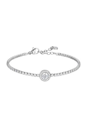 Bracciale Tennis Zirconi White Elemento CentraleBianco Acciaio Anallergico Luca Barra BK2930