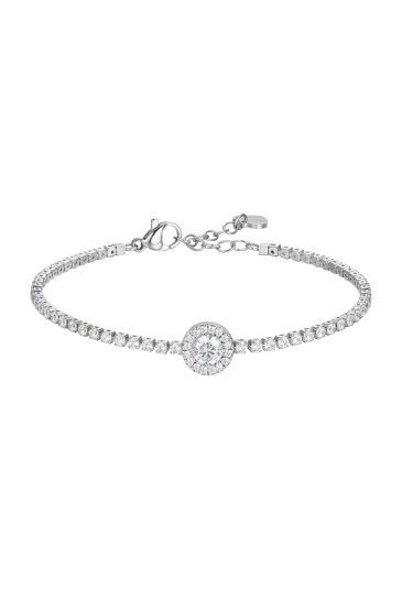 Bracciale Tennis Zirconi White Elemento CentraleBianco Acciaio Anallergico Luca Barra BK2930