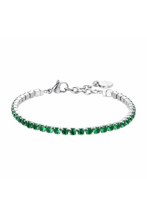 Bracciale Tennis Cristalli Verdi 3 mm Acciaio Anallergico Luca Barra BK2628