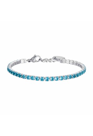 Bracciale Tennis Cristalli Azzurri Da 3mm Acciaio Anallergico Luca Barra BK2271