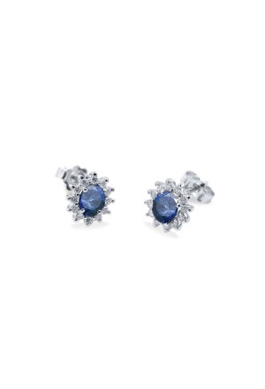 Orecchini Zaffiro Diamanti Naturali Oro Bianco 18kt Mario Porzio MP77-441-ZB