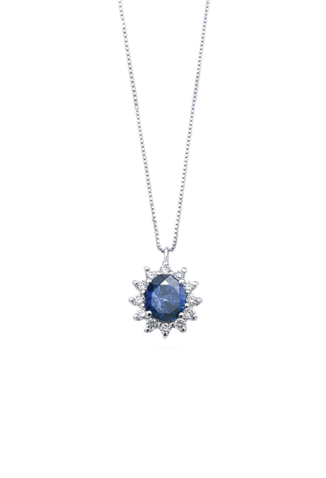 Girocollo Collana Zaffiro Diamanti Naturali Modello Principessa Oro 18kt Mario Porzio MP77-440-ZB