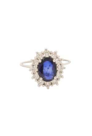 Anello Zaffiro Diamanti Modello Principessa Oro 18kt Mario Porzio MP77-357-ZB