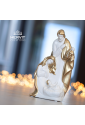Presepe Sacra Famiglia Gres Bianco Oro Altezza 26cm Hervit 29067