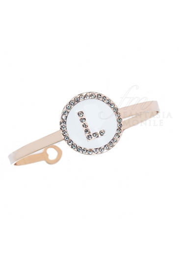 Bracciale Donna Rigido Schiava Iniziale White Lettera L Dvccio 7899