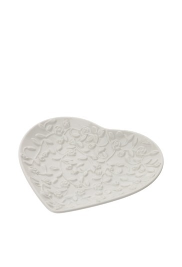 Piatto Cuore Porcellana Bianca Collezione Romance Misura 16cm Hervit 28867