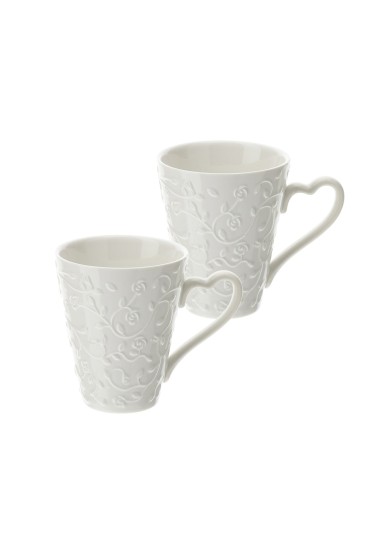 Set Due Mug Porcellana Bianca Collezione Romance Altezza 11cm Hervit 28871