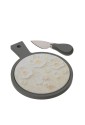Tagliere Coltello Formaggio Legno Porcellana Margherite Misura 25x15cm Hervit 30583