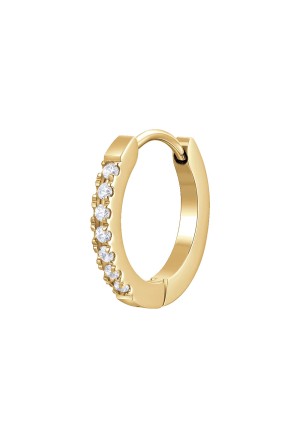Mono Orecchino Cerchio Zirconi Bianchi Acciaio Anallergico Dorato Misura 16mm Luca Barra OK1603