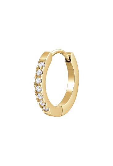 Mono Orecchino Cerchio Zirconi Bianchi Acciaio Anallergico Dorato Misura 16mm Luca Barra OK1603