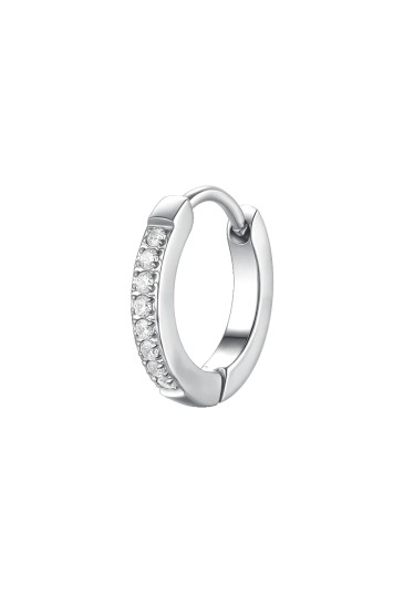 Mono Orecchino Cerchio Zirconi Bianchi Acciaio Anallergico Misura 13mm Luca Barra OK1552
