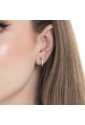 Mono Orecchino Cerchio Zirconi Bianchi Acciaio Anallergico Misura 13mm Luca Barra OK1552