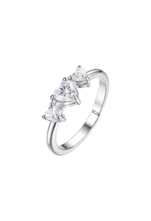 Anello Trilogy Cuore Zirconi Bianchi Acciaio Anallergico Misura M Luca Barra ANK670
