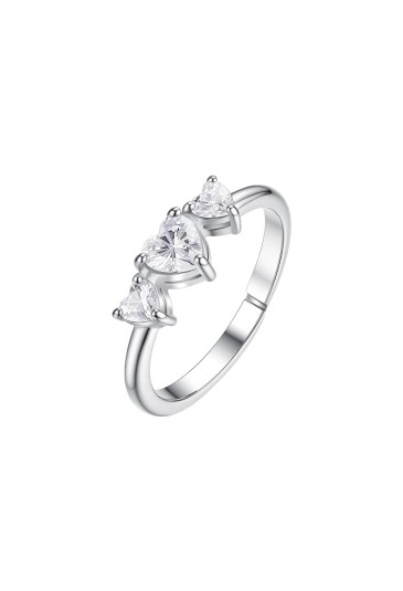 Anello Trilogy Cuore Zirconi Bianchi Acciaio Anallergico Misura M Luca Barra ANK670