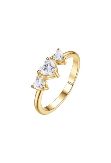 Anello Trilogy Cuore Zirconi Bianchi Acciaio Anallergico Dorato Misura M Luca Barra ANK672