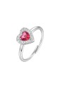 Anello Zirconi White Cuore Centrale Rosso Acciaio Luca Barra ANK647