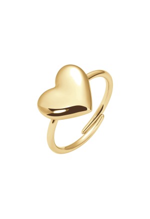 Anello Cuore Acciaio Anallergico IP Gold Misura Regolabile Luca Barra ANK713