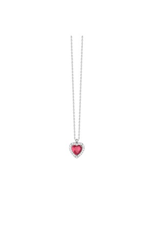 Collana Girocollo Cuore Zirconi Rossi Bianchi Acciaio Anallergico Luca Barra CK2225