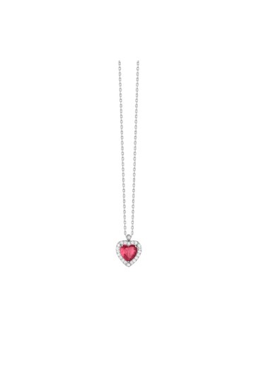 Collana Girocollo Cuore Zirconi Rossi Bianchi Acciaio Anallergico Luca Barra CK2225