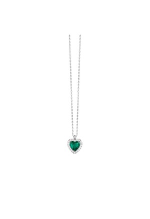 Collana Girocollo Cuore Zirconi Verde Bianchi Acciaio Anallergico Luca Barra CK2224