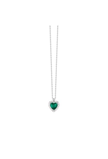 Collana Girocollo Cuore Zirconi Verde Bianchi Acciaio Anallergico Luca Barra CK2224