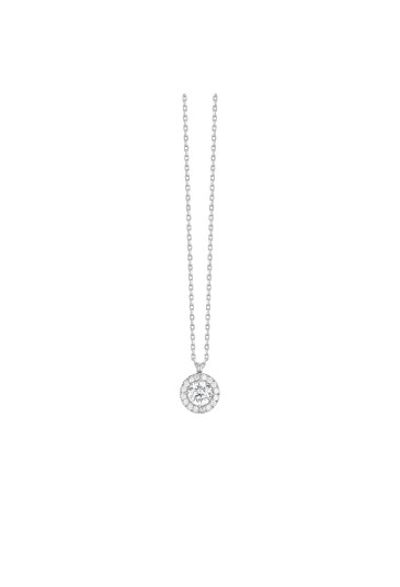 Collana Girocollo Ciondolo Zirconi Bianchi Acciaio Anallergico Lunghezza 45cm Luca Barra CK2226