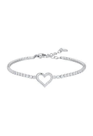 Bracciale Tennis Zirconi Bianchi Cuore Acciaio Anallergico Luca Barra BK2867