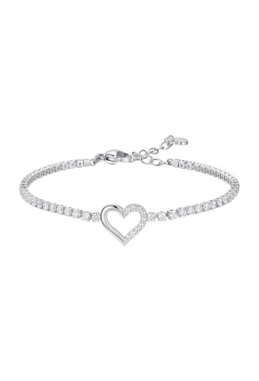 Bracciale Tennis Zirconi Bianchi Cuore Acciaio Anallergico Luca Barra BK2867