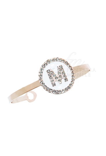 Bracciale Donna Rigido Schiava Iniziale White Lettera M Dvccio 7907
