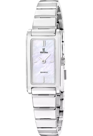 Orologio Festina Solo Tempo Rettangolare Quadrante Bianco Index Acciaio Donna F20767/1