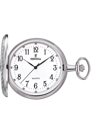 Orologio Tasca Festina Pocket Coperchio Lavorato Acciaio Movimento Quarzo F2021/1