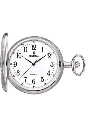 Orologio Tasca Festina Pocket Coperchio Lavorato Acciaio Movimento Quarzo F2021/1