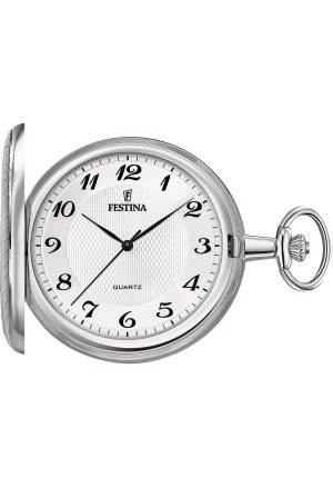 Orologio Tasca Festina Pocket Coperchio Lavorato Quadrante Design Acciaio Movimento Quarzo F2024/1