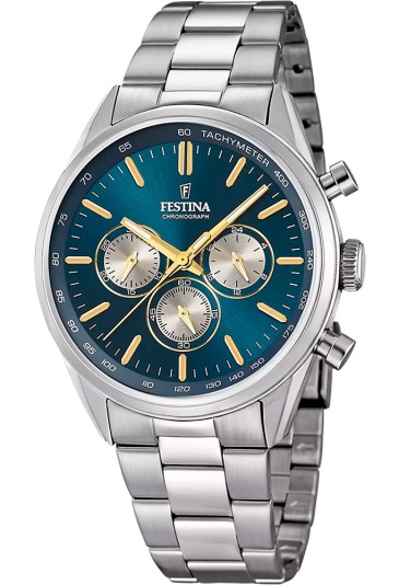 Orologio Festina Cronografo Quadrante Azzurro Acciaio Uomo F16820/C
