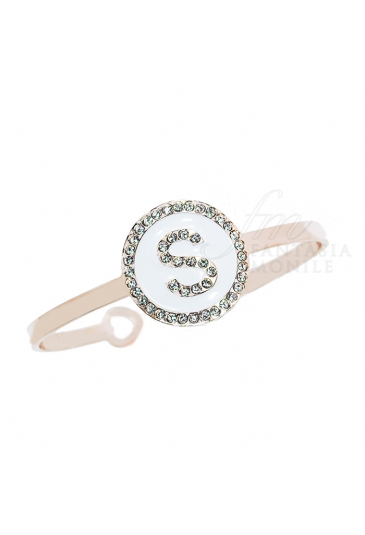 Bracciale Donna Rigido Schiava Iniziale White Lettera S Dvccio 7897