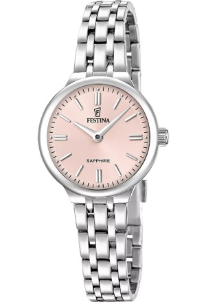 Orologio Festina Solo Tempo Quadrante Rosa Index Acciaio Donna F20744/2