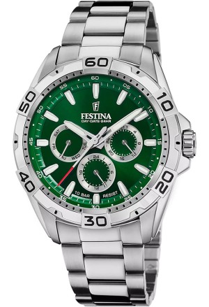 Orologio Festina Multifunzione Quadrante Verde Acciaio 10ATM Uomo F20623/3