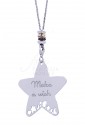 Collana Lady Argento Charm Stella Incisione Make A Wish My Charm ACH2