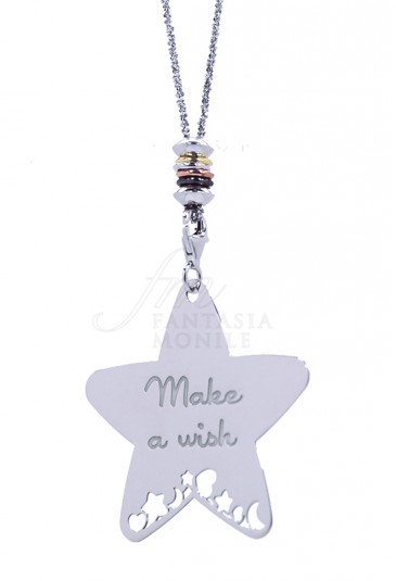 Collana Lady Argento Charm Stella Incisione Make A Wish My Charm ACH2