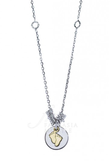 Collana Lady Argento Oro Giallo Piedini Baby My Charm OACH6