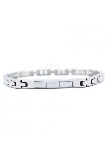 Bracciale Uomo Acciaio Ceramica Bianca Luca Barra Man BA644