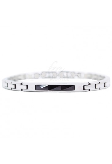 Bracciale Uomo Acciaio Ceramica Nera Luca Barra Man BA645