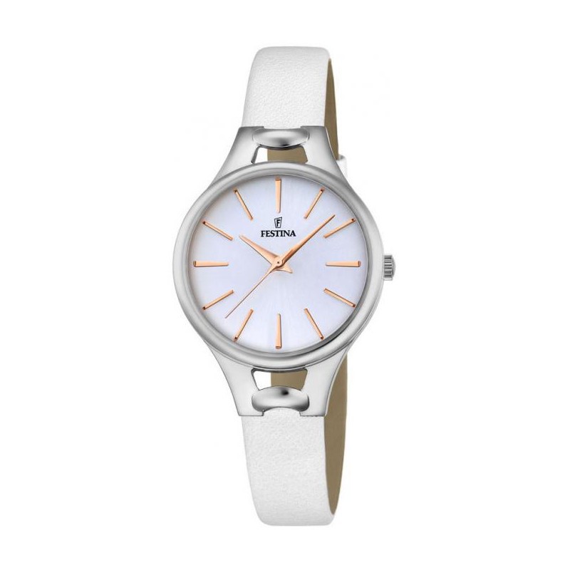 F16954/1 Orologio Donna Acciaio Cinturino Bianco Pelle Festina