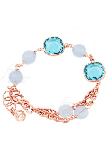 Manfnee Bracciale Elastico 8mm In Pietre Naturali Con Cabochon – Regalo Donna (Quarzo Rosa, Ametista, Aventurina)