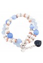 Bracciale Donna Doppio Giro Occhio Gatto Angelite Perle Lapis Sovrani J2483