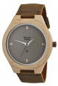 Orologio Uomo Legno Acero Cinturino Cuoio Brown Wood Green Time ZW017E