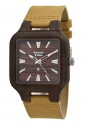 Orologio Uomo Quadrato Legno Sandalo Cinturino Cuoio Brown Wood Green Time ZW018A