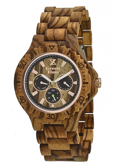 Orologio Uomo Legno Zebrano Multifunzione Wood Green Time ZW014C