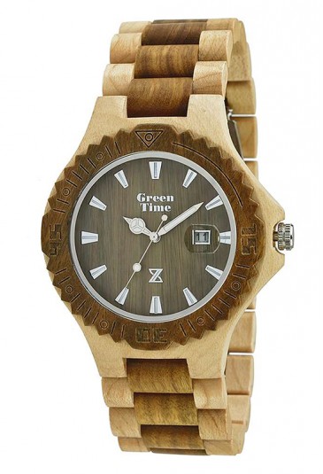 Orologio Uomo Legno Acero Sandalo Wood Green Time ZW016E